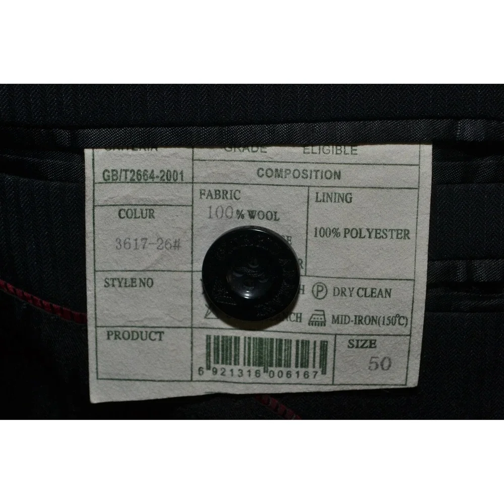 Armani Collezioni Jacket Mens 40 Black Wool Two Button Blazer Coat Striped Italy